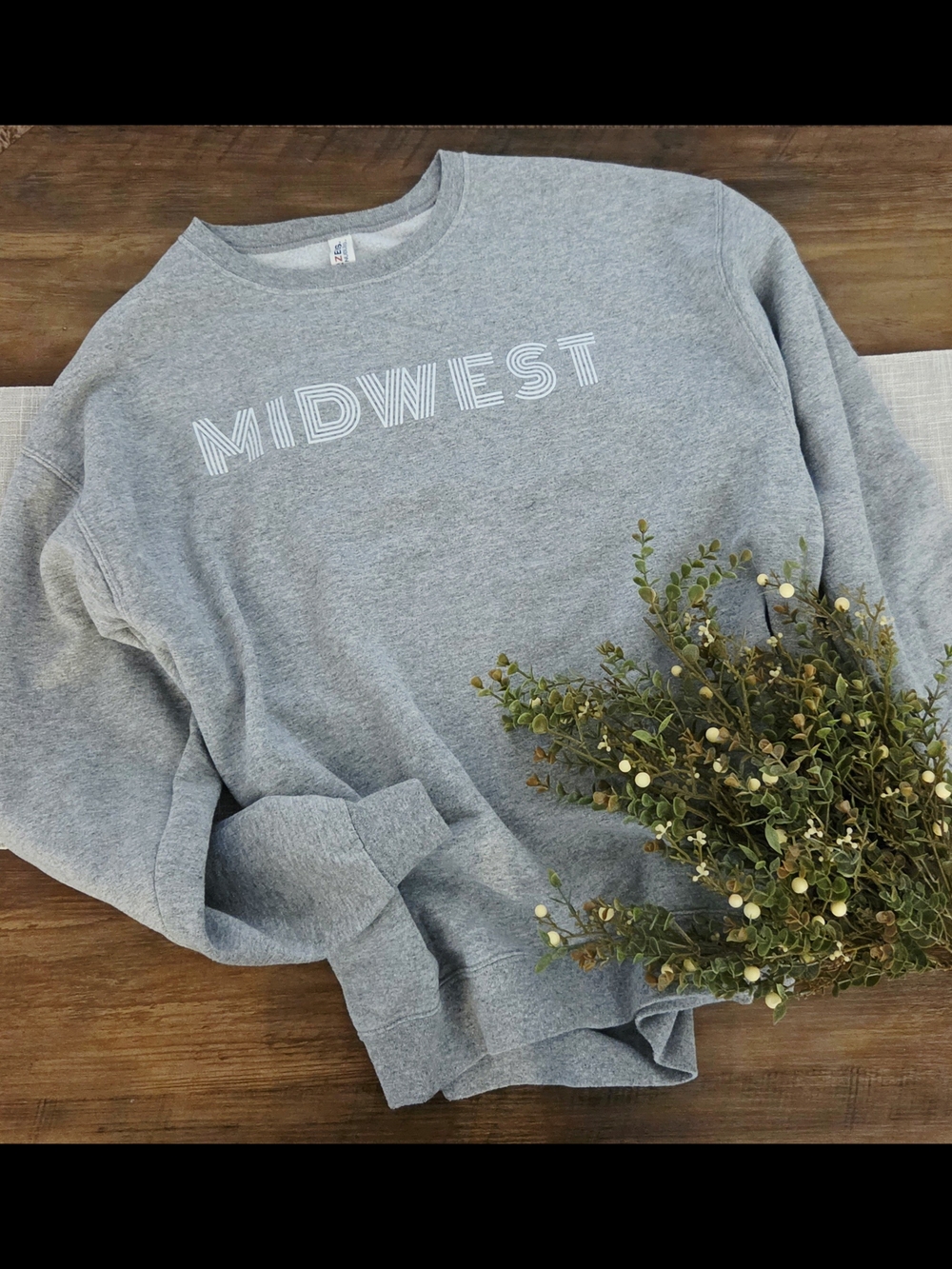 Jerzees Gray "MIDWEST" Crewneck Sweatshirt for Women